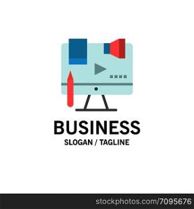 Business, Content, Copyright, Digital, Law Business Logo Template. Flat Color