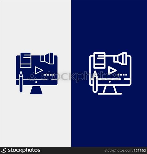 Business, Content, Copyright, Digital, Law Line and Glyph Solid icon Blue banner Line and Glyph Solid icon Blue banner