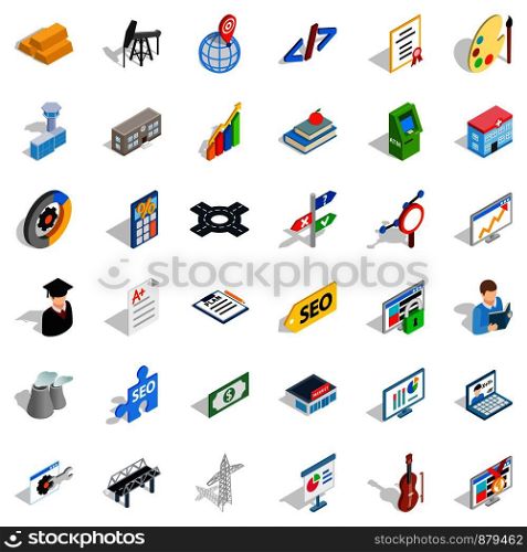 Business contract icons set. Isometric style of 36 business contract vector icons for web isolated on white background. Business contract icons set, isometric style