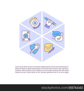 Business contract management software concept icon with text. Decreasing financial and audit risks. PPT page vector template. Brochure, magazine, booklet design element with linear illustrations. Business contract management software concept icon with text