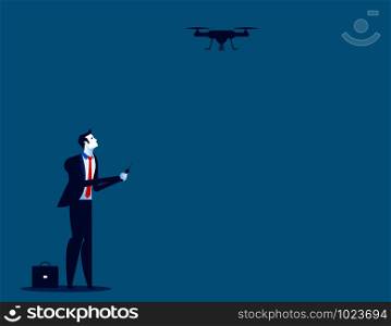 Business control drone flying. Concept business vector illustration.