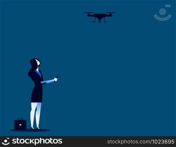 Business control drone flying. Concept business vector illustration.