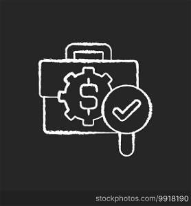 Business controlling chalk white icon on black background. Managing different process in company. Changing procedures in business. Strong budget creation. Isolated vector chalkboard illustration. Business controlling chalk white icon on black background