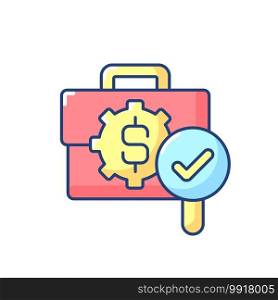 Business controlling RGB color icon. Managing different process in company. Changing procedures in business. Strong budget creation. Isolated vector illustration. Business controlling RGB color icon