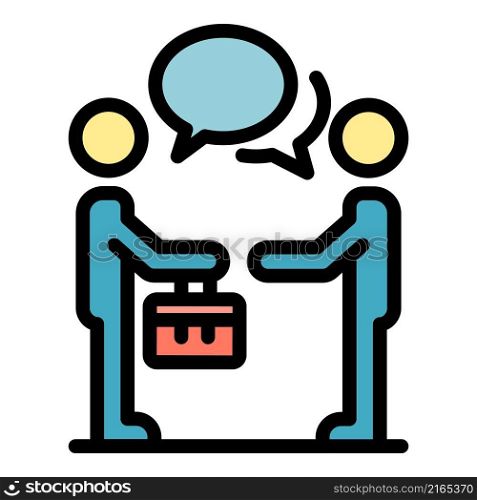 Business conversation icon. Outline business conversation vector icon color flat isolated. Business conversation icon color outline vector