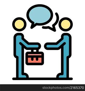 Business conversation icon. Outline business conversation vector icon color flat isolated. Business conversation icon color outline vector
