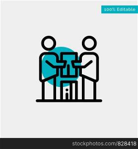 Business, Cooperation, Partners, Partnership, Team turquoise highlight circle point Vector icon