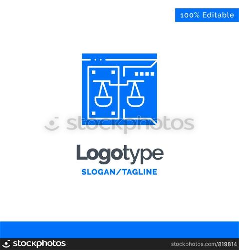 Business, Copyright, Court, Digital, Law Blue Solid Logo Template. Place for Tagline