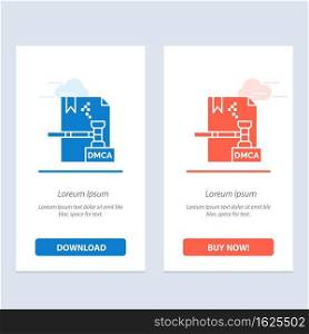 Business, Copyright, Digital, Dmca, File  Blue and Red Download and Buy Now web Widget Card Template