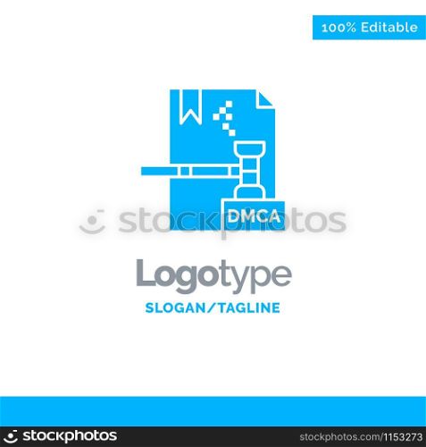 Business, Copyright, Digital, Dmca, File Blue Solid Logo Template. Place for Tagline