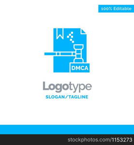 Business, Copyright, Digital, Dmca, File Blue Solid Logo Template. Place for Tagline