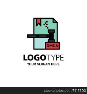 Business, Copyright, Digital, Dmca, File Business Logo Template. Flat Color