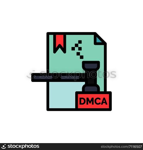 Business, Copyright, Digital, Dmca, File Flat Color Icon. Vector icon banner Template