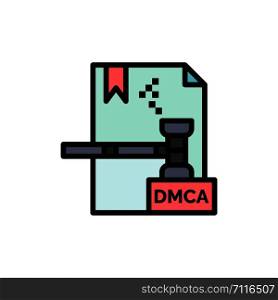 Business, Copyright, Digital, Dmca, File Flat Color Icon. Vector icon banner Template