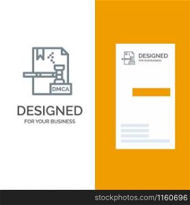 Business, Copyright, Digital, Dmca, File Grey Logo Design and Business Card Template