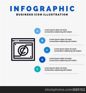 Business, Copyright, Digital, Domain, Law Line icon with 5 steps presentation infographics Background