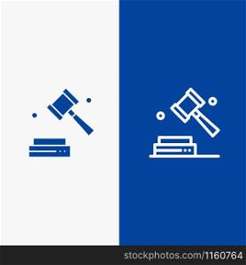 Business, Copyright, Digital, Law Line and Glyph Solid icon Blue banner Line and Glyph Solid icon Blue banner