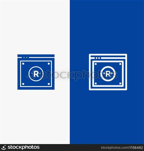 Business, Copyright, Digital, Law, Online Line and Glyph Solid icon Blue banner Line and Glyph Solid icon Blue banner