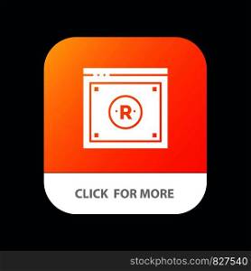 Business, Copyright, Digital, Law, Online Mobile App Button. Android and IOS Glyph Version