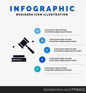 Business, Copyright, Digital, Law Solid Icon Infographics 5 Steps Presentation Background