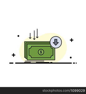 Business, cost, cut, expense, finance, money Flat Color Icon Vector