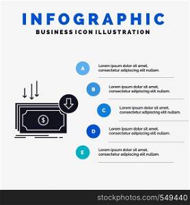Business, cost, cut, expense, finance, money Infographics Template for Website and Presentation. GLyph Gray icon with Blue infographic style vector illustration.. Vector EPS10 Abstract Template background