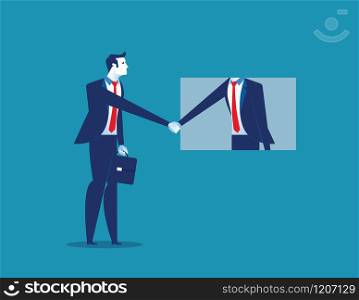 Business couple shaking hands. Concept business vector illustration. Flat character style.
