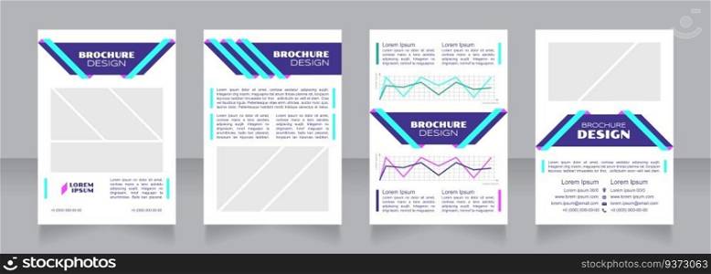 Business cycle blue blank brochure design. Template set with copy space for text. Premade corporate reports collection. Editable 4 paper pages. Syncopate, Poller One, Arial Regular fonts used. Business cycle blue blank brochure design