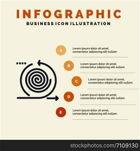 Business, Cycles, Iteration, Management, Product Solid Icon Infographics 5 Steps Presentation Background