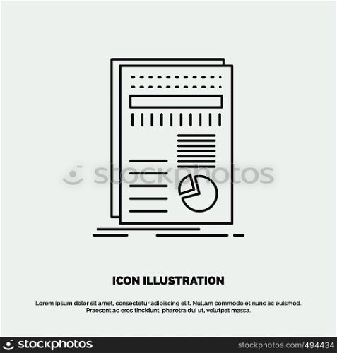 business, data, finance, report, statistics Icon. Line vector gray symbol for UI and UX, website or mobile application. Vector EPS10 Abstract Template background