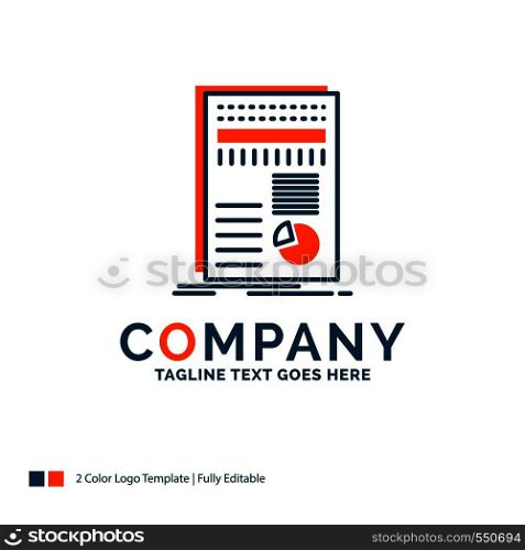 business, data, finance, report, statistics Logo Design. Blue and Orange Brand Name Design. Place for Tagline. Business Logo template.
