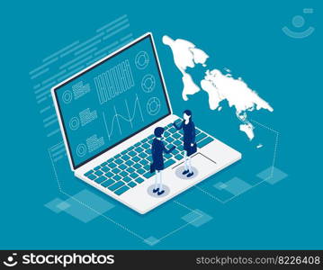 Business data visualization. Isometric big data vector illustration