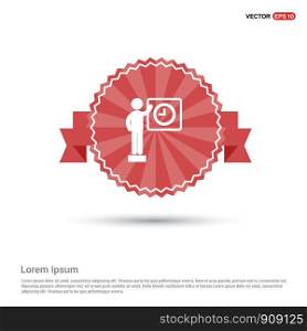 Business deadline icon - Red Ribbon banner
