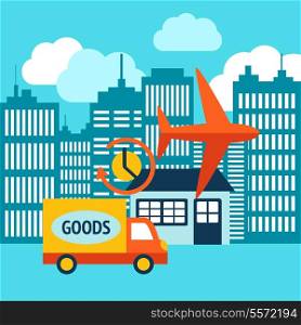 Business delivery 24h internet shopping service after online purchase concept vector illustration