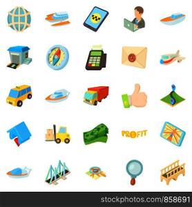 Business delivery icons set. Cartoon set of 25 business delivery vector icons for web isolated on white background. Business delivery icons set, cartoon style