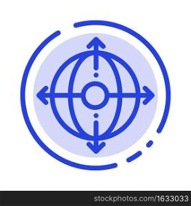 Business, Deployment, Management, Product Blue Dotted Line Line Icon