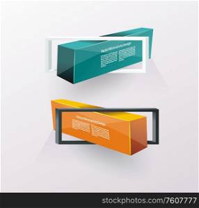 Business Design Template with bright 3d panels. Can be used for step lines, number levels, timeline, diagram, web design