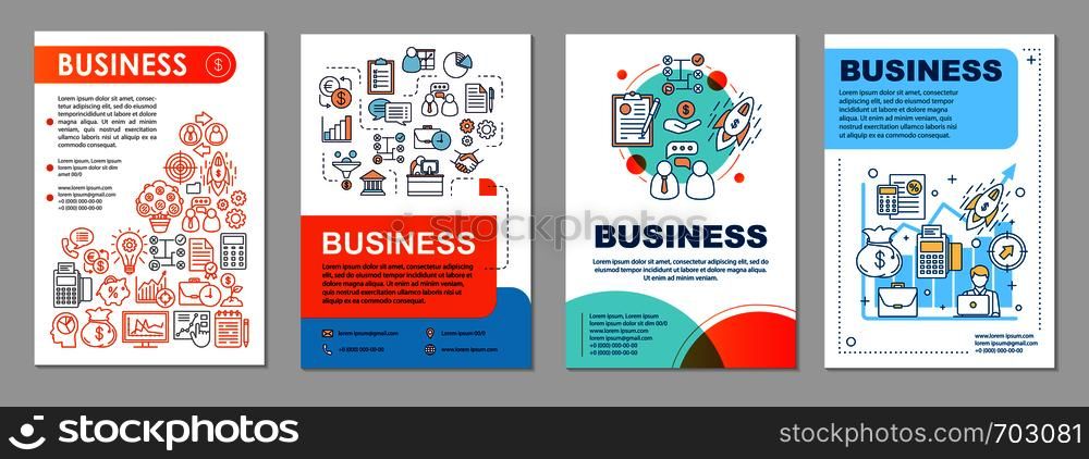 Business development brochure template layout. Startup launch. Flyer, booklet, leaflet print design with linear illustrations. Vector page layouts for magazines, annual reports, advertising posters. Business development brochure template layout
