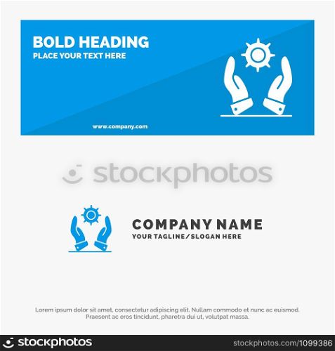 Business, Development, Modern, Solutions SOlid Icon Website Banner and Business Logo Template
