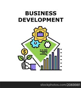 Business development success. Research strategy. Project plan. People growth. Work industry. Team advice vector concept color illustration. Business development icon vector illustration