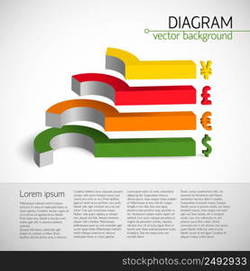 Business diagram template with colorful 3 D chart elements with exchange rates vector illustration. Exchange Rates Diagram