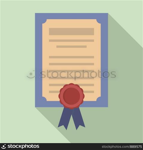 Business diploma icon. Flat illustration of business diploma vector icon for web design. Business diploma icon, flat style