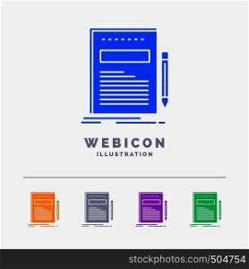 Business, document, file, paper, presentation 5 Color Glyph Web Icon Template isolated on white. Vector illustration. Vector EPS10 Abstract Template background