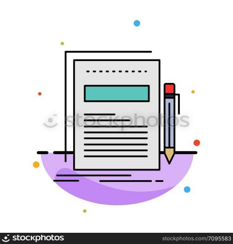 Business, document, file, paper, presentation Flat Color Icon Vector