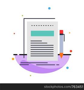 Business, document, file, paper, presentation Flat Color Icon Vector