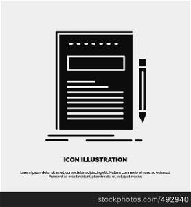 Business, document, file, paper, presentation Icon. glyph vector gray symbol for UI and UX, website or mobile application. Vector EPS10 Abstract Template background