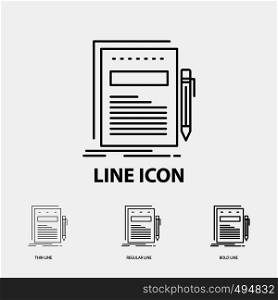 Business, document, file, paper, presentation Icon in Thin, Regular and Bold Line Style. Vector illustration. Vector EPS10 Abstract Template background
