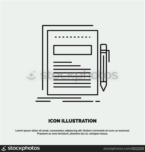 Business, document, file, paper, presentation Icon. Line vector gray symbol for UI and UX, website or mobile application. Vector EPS10 Abstract Template background