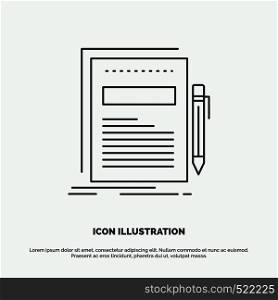 Business, document, file, paper, presentation Icon. Line vector gray symbol for UI and UX, website or mobile application. Vector EPS10 Abstract Template background