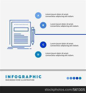 Business, document, file, paper, presentation Infographics Template for Website and Presentation. Line Blue icon infographic style vector illustration. Vector EPS10 Abstract Template background